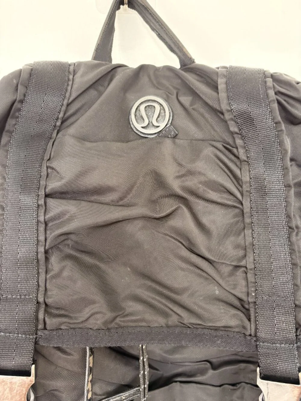 Lululemon Black Nylon Ruched Flap Backpack Multiple Pockets Retro 19